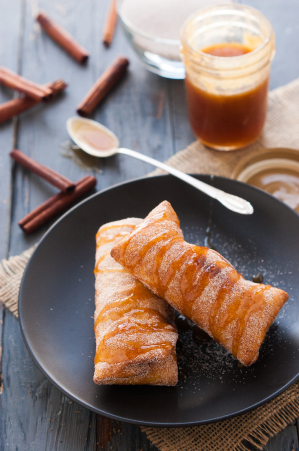 Pumpkin Pie Cheesecake Chimichangas are almost too good to be true. Wow your friends with your caramel drizzle.