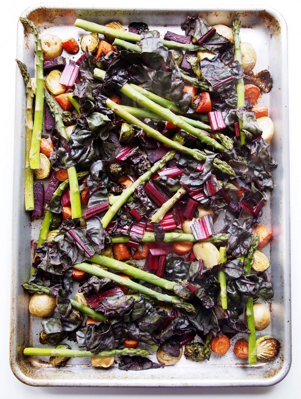This rainbow of roasted veggies is perfect for any meal any time of the day. Just a drizzle of honey and serve!