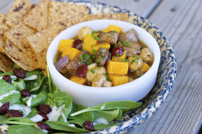 It's soup season! We're pulling the sweaters from storage and busting out our favorite soup recipes. This cranberry, beef and butternut stew is perfect for your chilly fall days.