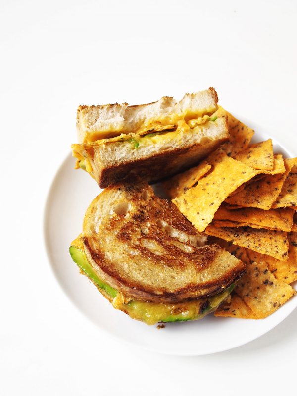 Crusty bread, melted cheddar cheese, and crunchy chips: a way better grilled cheese.