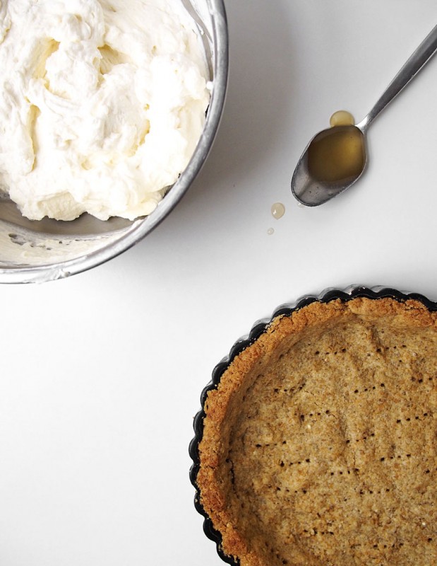 Sweet Potato Chips add the perfect sweetness and crunch to the crust of this honey mousse fruit tart.