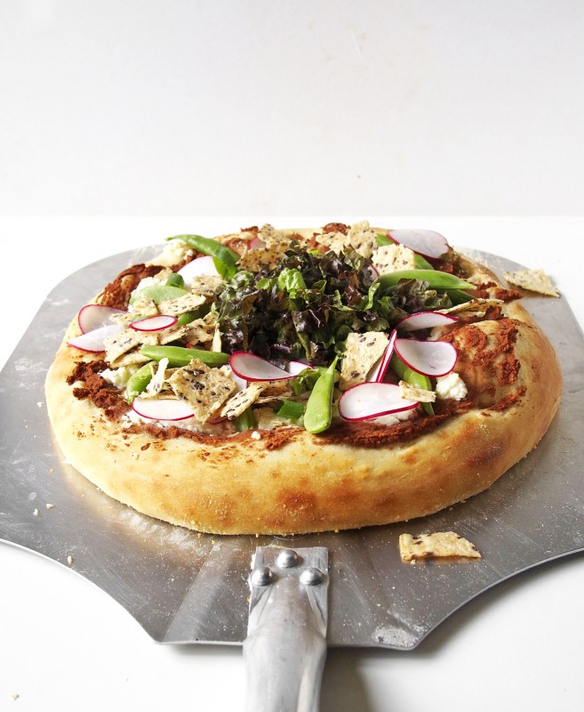 Crunchy chips, fresh spring veggies, pillowy dough: this is way better pizza.