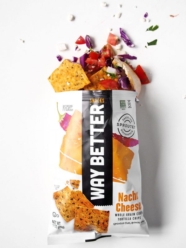 Your fave taco toppings + a single-serve bag of Way Better Snacks = walking taco wonder.